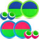 Toss and Catch Ball Set for Kids Age 3 4 5 6 7 8+ Catch Game Toys, Outdoor Playground Ball Game Set, Outside Toys Backyard Catch Ball Set with 4 Rackets, 4 Balls, 2 Bags