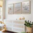 Beach Wall Art Decor Coastal Wall Art Pictures Ocean Canvas Wall Art Beige Beachy Wall Decor Boho Beach Prints Ocean Painting Coastal Artwork for Bedroom Living Room 12x16 Inch Wood Framed Set of 3