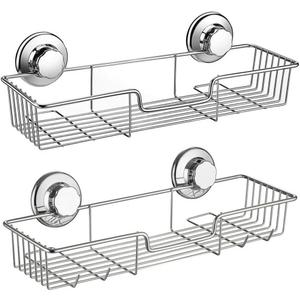 SANNO Suction Cup Shower Caddy with Hooks,Powerful Suction Cup Bathroom Shower Caddies,Bath Shelf Storage Combo Organizer Basket, Bathroom Accessories for Shampoo Conditioner set of 2