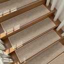 Deerly Linen Stair Treads Non Slip 15pcs Stair Runner for Wooden Steps Peel and Stick Stairs Carpet Treads Indoor Staircase Covers Mat with Self-Adhesive Backing for Pets and Kids 8"X30" Beige