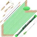 FTIHTRY 45FT Fiberglass Running Electrical Wire Cable Glow Rods Wire Pulling, Fish Rods Electrical Kit with 8 Different Attachments and Fish Tape Wire Puller Kit