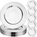 Vesici 12 Pcs Gold Stainless Steel Charger Plates 13 Inch Round Metal Charger Plates Bulk Mirror Elegant Charger Luxury Table Decor for Wedding Dinner Party