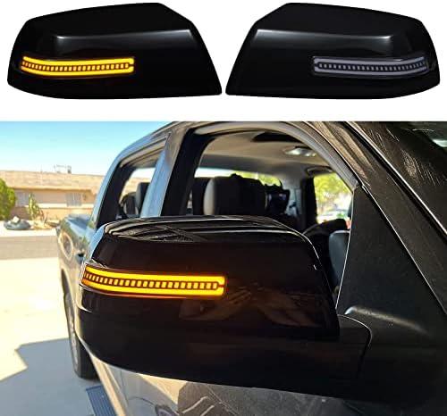 Side Mirror Cover Turn Signal Lights for 2007-2021 Toyota Tundra Sequoia Auto Led Mirror Cover for 2013 2014 2018 tundra Sequoia accessories (Painted black)