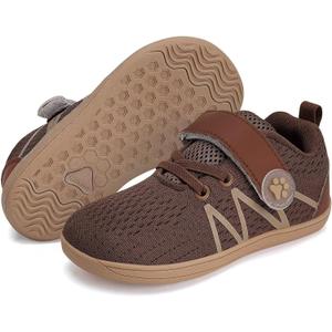 WateLves Wide Toddler Barefoot Shoes Little Kids Boys Girls Walking Tennis Sneakers with Breathable Mesh Zero Drop Sole Adjustable Strap