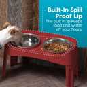 IRIS USA Elevated Dog Bowls Adjustable Stand, Raised Feeding Station with 2 Stainless Steel 64 oz Bowls, Spill Guard, Dual Height 12.25" or 4.63", Made in USA, Red