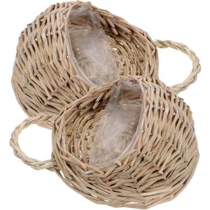 Woven Hanging Basket Wall Planter Small Rattan Flower Basket for Indoor Outdoor Decorative Storage Kitchen Bathroom Living Room 3.5X3X2.8 Inch