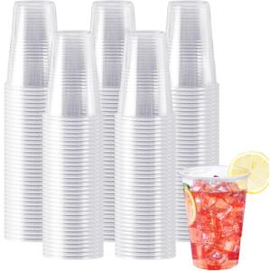 SIUQ 600 Pack 9 oz Plastic Cups, Clear Disposable Cups, Hot/Cold Party Drinking Cups, PP Clear Plastic Cups Bulk for Party, Picnic, BBQ, Wedding, Travel