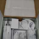 L'ARL GMVOI Bathroom Accessories Set,4 Pieces Marble Bathroom Vanity Countertop Accessory Set with Bathroom Toothbrush Holder Set,Soap Dispenser,Tumbler,Soap Dish for Bathroom Home Decor