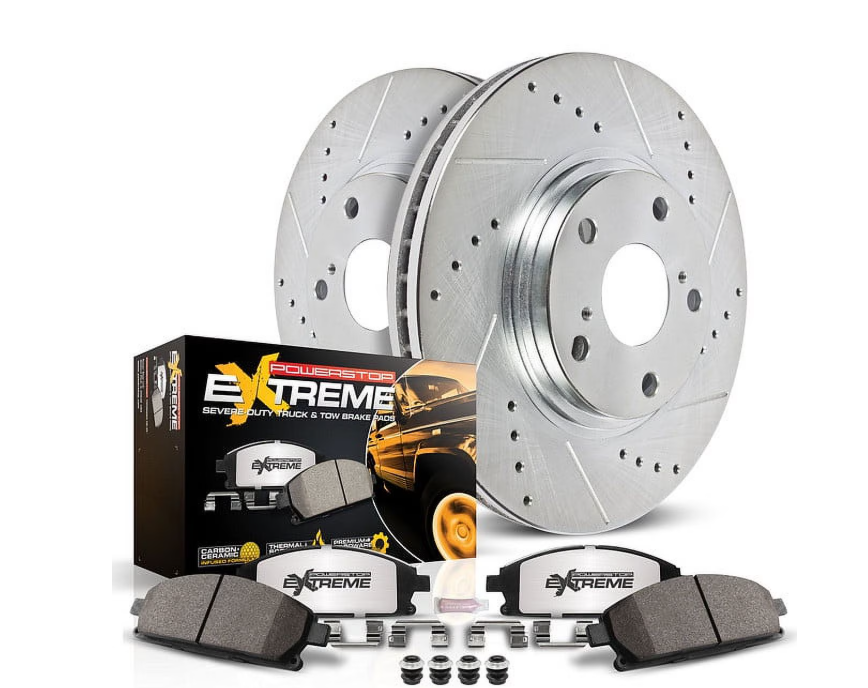 PowerStop Rear Z36 Truck & Tow Carbon-Fiber Ceramic Brake Pad and Drilled and Slotted Rotor Kit Fits: CHEVROLET GMC Select Models K2041-36
