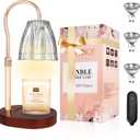 Candle Warmer Lamp with Timer & Dimmer, Candle Warmer Height Adjustable, Fits All Jar Scented Candles, Candle Lamp with 3 Bulbs, Charming Gift for Home Decor (1 pack, Ash Gray)