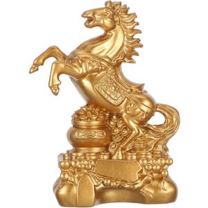 Veemoon Chinese New Year Horse Statue, Horse Statue 2026 Golden Feng Shui Animal Figurine Vintage Resin Standing Sculpture S for Office Home Store Decorations Party Favor 3. 42x1. 97x1. 18in