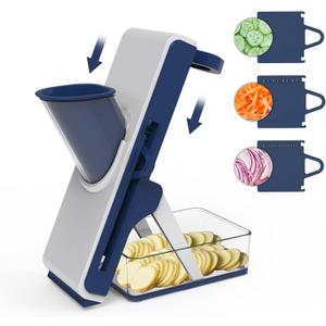 Mandoline Slicer for Kitchen - Vegetable Food Chopper, Cucumber Slicer, Detachable Easy to Clean Kitchen Chopping Artifact (White Blue) (standard)