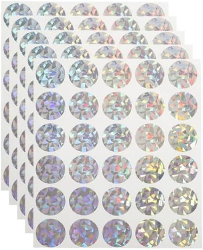 Yesallwas 150 Pieces Scratch Off Stickers, 1" Round Circle Scratch Off Labels, Self Adhesive Scratch Off Cards for Lottery Tickets DIY, Raffle Card Creating-Holographic Silver (Shiny)