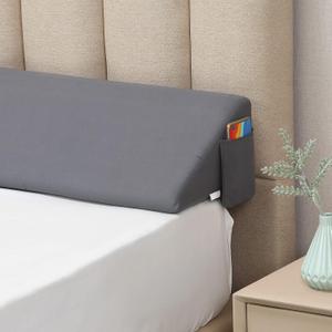 Vekkia Full Size Bed Wedge Pillow/Headboard Pillow Wedge/Mattress Wedge,Bed Gap Filler to Close Gap (0-6") Between Headboard and Mattress (Gray 54"x10"x6")