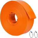 Pool Backwash Hose 100 FT x 2.5" - Heavy Duty Burst Resistant Flat PVC Pool Pump Hose for Inground Pools, Sump Pump Discharge & Filter Drainage, with Clamp (Orange)