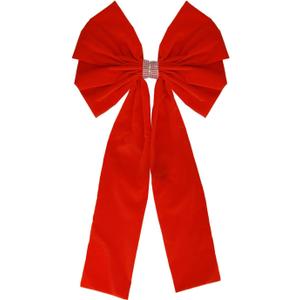 Meseey 36x18 Inches Extra-Large Christmas Tree Topper Bow Red Velvet Ribbon Gift Bows for Christmas Home Decor, Outdoor Indoor Car Decoration (Red)