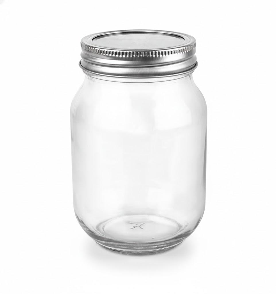 16 oz Glass Mason Jar with Airtight Metal Lid | 2.7" W x 5.2" H