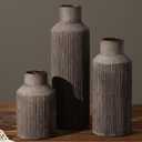 Farmhouse Vase for Home Decor, Ceramic vase Set of 3. Vintage Flower Vase Suitable for Home Decor, Living Room, Shelf Decor, Dining Table Decor. (3.3 x 5.3-8-10.6 inches, Dark Brown)