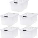 IRIS USA 5-Pack 68 Qt Stackable Storage Bins with Lids, Clear
Clear design makes contents easy to identify while organizing closets, bedrooms and storage rooms, Stackable and nestable