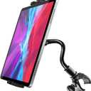 woleyi Gooseneck Spin Bike Tablet Mount, Elliptical Treadmill Tablet Holder, Indoor Peloton Stationary Exercise Bicycle Handlebar Clamp for iPad Pro Air Mini, Galaxy Tabs, Kindle, E-Book, 4-13" Device