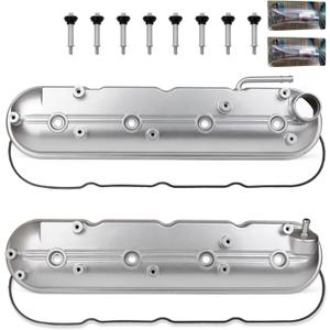 MITZONE Valve Cover Set Compatible with Chevy Silverado Sierra Express Savana Avalanche Suburban Trailblazer Tahoe Yukon Escalade 4.8 5.3 6.0L Camaro Corvette CTS-V Firebird GTO 5.7 6.0L 6.2L V8