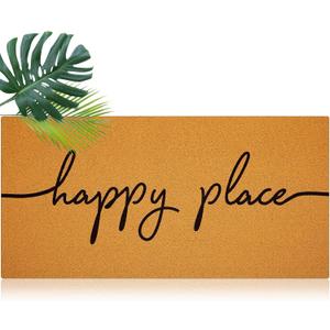 Honeydak Happy Place Door Mat 36'' x 72'' Extra Large Welcome Front Doormat for Entrance Inside Outdoor Non Slip Oversized Decorative Door Rug Long Mat for Christmas Home Entry Gift Decoration
