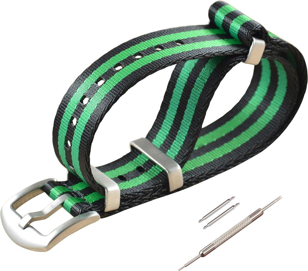 Nylon Watch Band Replacement Brushed Buckle 18mm 20mm 22mm 24mm