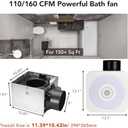OREiN Bathroom Fan with Bluetooth Speaker, 110/160 CFM 1.0 Sones Bathroom Exhaust Fan with Light, 40W Shower Vent Fan with Light & Remote, 1500lm LED Light 2700K/4000K/6500K & Nightlight, Music Sync