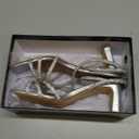 Womens Rhinestone Heels, Square Toe Ankle Strap Block Heel Dress Shoes for Wedding & Party, Size 9.5W