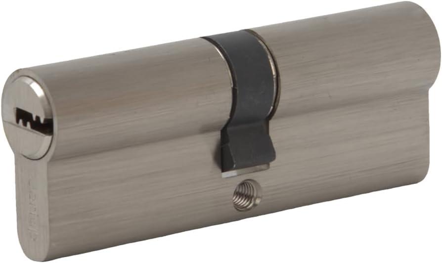 80mm(35/10/35) Satin Nickle Euro Profile Cylinder Lock with 5 Keys (dimple), Both Side keyed Copper Lock Cylinder, Anti-Rust Corrosion Resistant Anti-Theft