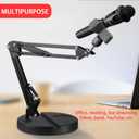 Desktop arm microphone stand, upgraded adjustable desktop microphone stand with spring microphone clip for microphones (WSMS-001)