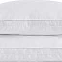 puredown Goose Feather Down Pillows, Soft Gusseted Bed Pillows for Sleeping with 100% Cotton Shell, Set of 2, King Size