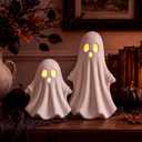 RattanView 2 Pcs Halloween Terracotta Ghost Large Figurines Decor