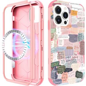 for iPhone 14 Pro Max Case - Compatible with MagSafe Women Cute Girls Magnetic Phone Cover Protective Girly Unique Pretty Heavy Duty Shockproof Funda for Apple 14 Pro Max Cases (Christian Quotes)