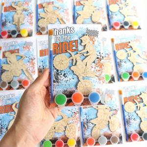 12 Pack Dirt Bike Party Favors for Kids  Individually Wrapped Paint-Your-Own Motorcycle Wooden Hanging Craft Kit, Perfect for Race-Themed Parties & Classroom Activities