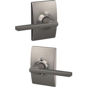 Schlage F10 LAT 619 CEN Latitude Door Lever with Century Trim, Hall & Closet Passage Lock, Satin Nickel
