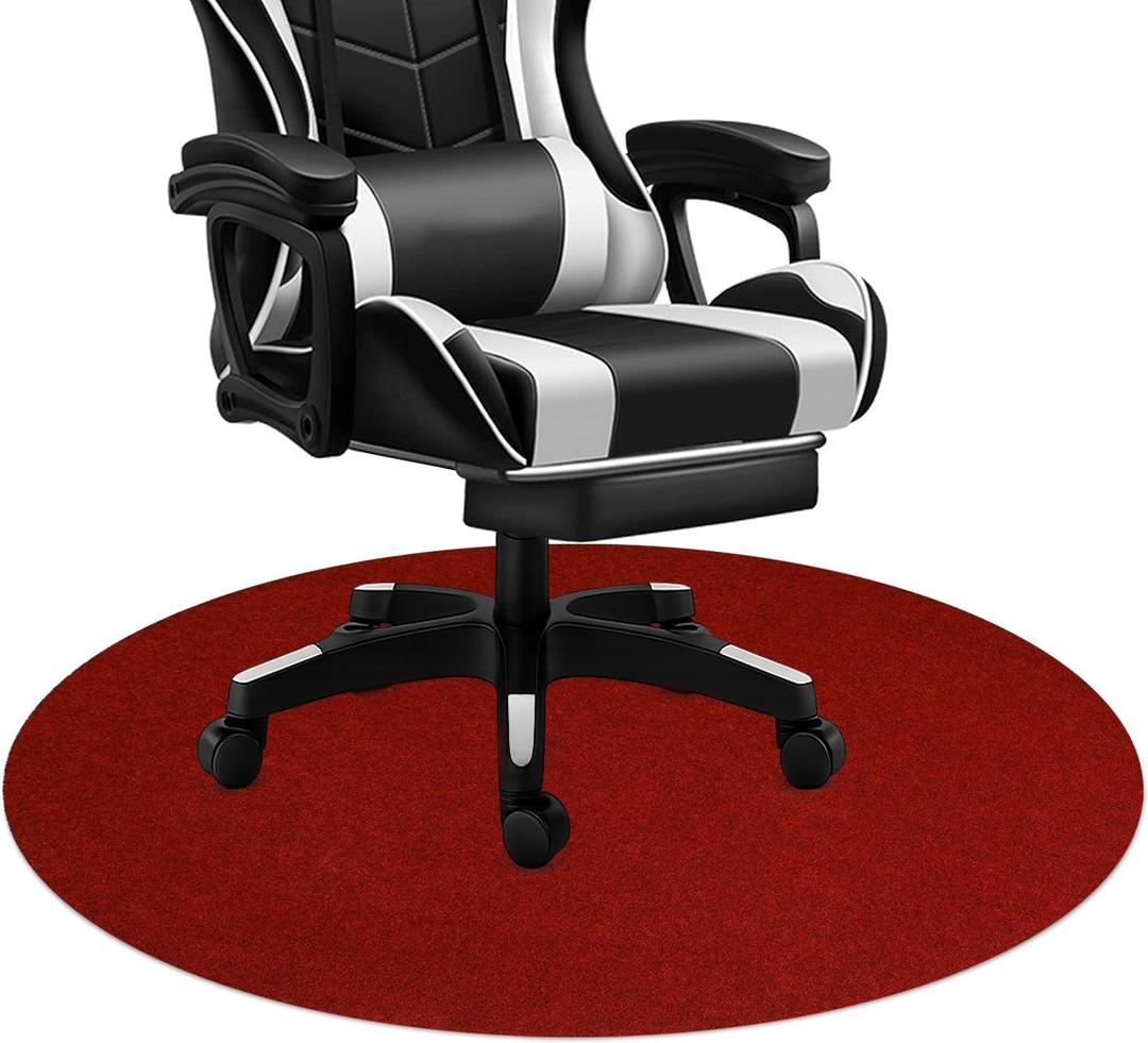 Office Chair Mat for Low Flat Pile Carpet/Hardwood Floor, Round 39"x39" Non-Slip & Noise Reducing Carpet Floor Protector Mat (Wine Red)