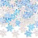 Youyole 50Pcs Winter Snowflake Beads Christmas Acrylic Ornaments 3D Blue Snowflake Crystals 1.4 x 1.2in Xmas Pendant Beads DIY Crafts for Vase Filler,Wedding Crafts Decoration(Opaque)