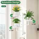Wall Mount Plant Holder Outdoor Rotating Window Plants Shelves Metal Wall Plant Stand 3 Tier Wall Planters for Indoor Plants, for Outdoor, White