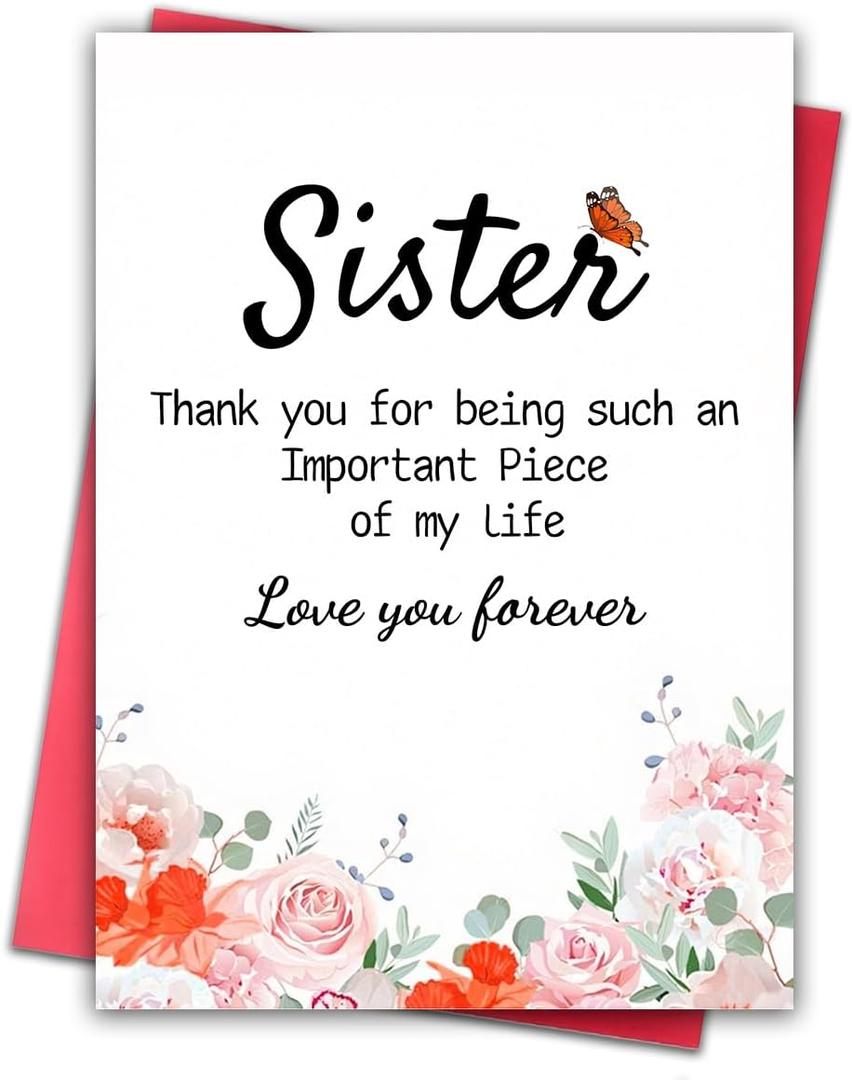Sister Gifts from Sister Birthday Card,5 * 7 in Thick Card With Envelope Funny Birthday Anniversary Card for Women Sisters