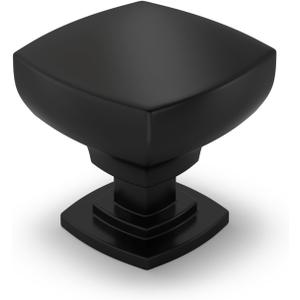 Cabinet Knobs Kitchen Drawer Knob, 5 Pack Black Square Solid Single Hole Hardware for Dresser