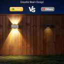 Solar Fence Lights Outdoor, 100LM Fence Lights Solar Powered, 9 Color Modes, Up and Down LED Focused Beam, 12H Dusk to Dawn Glow for Pool/Patio/Wall/Backyard - 2 Pack, Matte Black