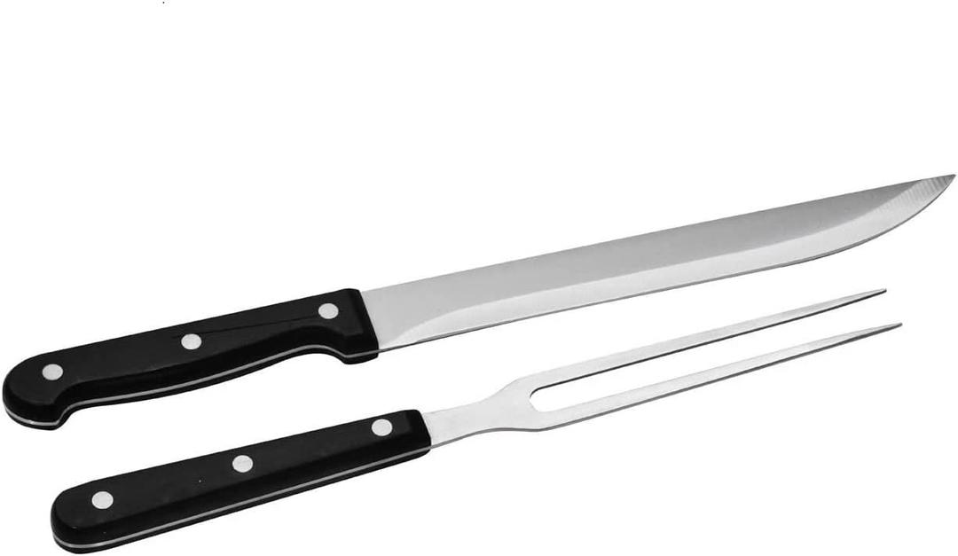 2 x Carving Knife and Fork Set, Carving Set for Chicken Meat Turkey Carving Knife and Fork Set, BBQ Knife Set