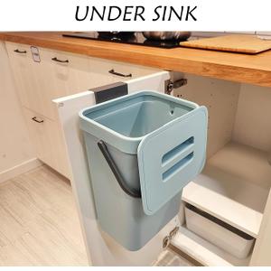 stonespace Compost Bin Kitchen, Under Sink Compost Bin Indoor Sealed, 3.2 Gallon/12L Compost Bucket for Kitchen, Wall Mounted Trash Can，Small Trash Can with Lid，1 Pack Blue