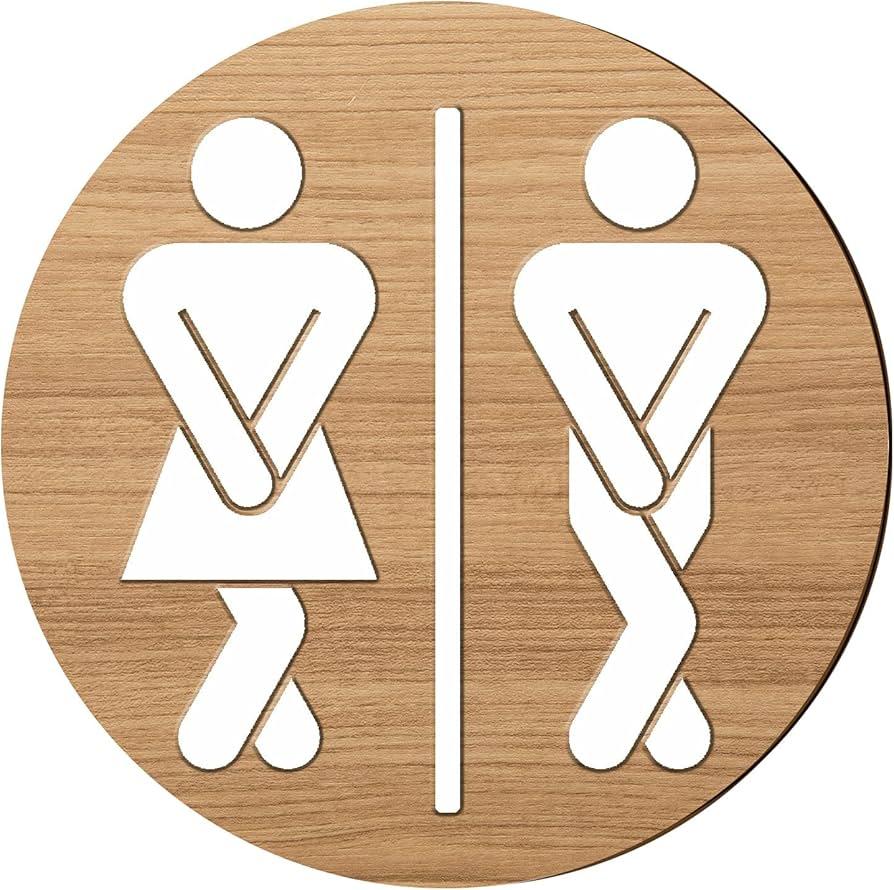 Jetec Restroom Sign Half Bathroom Decor Funny Bathroom Signs Bathroom Shelf Decor for Rustic Farmhouse Women Gender Home
