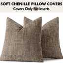 MIULEE Textured Throw Pillow Covers Thick Chenille Decorative Pillows Taupe Grey 24x24 Inch Set of 2 Modern Boho Farmhouse Home Decor Neutral Cushion Covers for Couch Sofa Living Room Bedroom