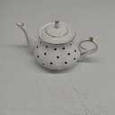 European Style Teapot Handmade Ceramic Teapot Pumpkin Fluted Shape Vintage Tea Party Set Gift (Polka dot)