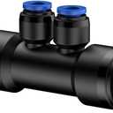 Pawfly 12 Pcs Quick Connect 1/2" to 1/4" Drip Irrigation Fittings for 1/2" Tubing (0.62-0.63" OD), Push-to-Fit 4-Way Reducing Tees Reducer Tee Connectors, Anti-Leak Drip Irrigation Tee Fittings