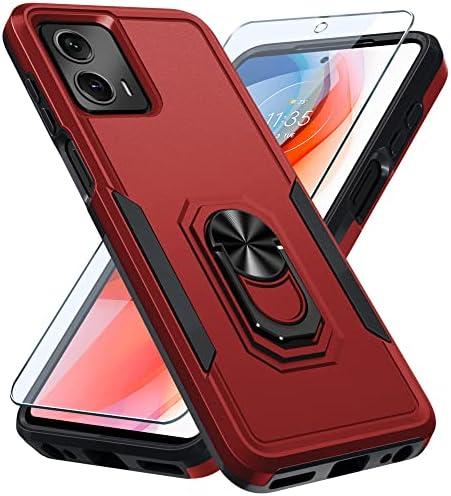 Pack of 2 Janmitta Compatible with Moto G 5G 2023 Case with Screen Protector,Heavy Duty Shockproof Full Body Protective Cover Built in Rotatable Metal Ring Holder Kickstand,Red  Pack of 2 Janmitta Compatible with Moto G 5G 2023 Case with Screen Protector,Heavy Duty Shockproof Full Body Protective Cover Built in Rotatable Metal Ring Holder Kickstand,Red