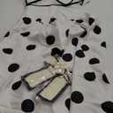 FLAXMAKER Black and White Swimsuit Bow-tie Decor Women's Polka dot Print Skirt One Piece Bathing Suit with Skirt Size M